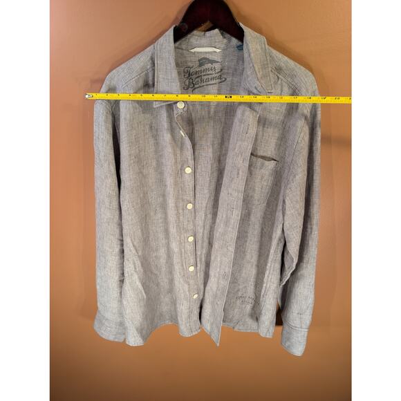 Tommy Bahama Relax Men's 100% Linen Gray/Brown Button Down Shirt - Size L - Picture 4 of 10